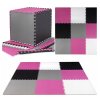 Pěnový koberec MAXI 9 ks 178x178x1 cm bílo-černo-tmavě růžová