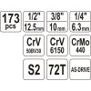 Sada nástrčných klíčů a ráčny 1/4", 3/8", 1/2", 173 ks