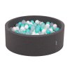 Dětský suchý bazének "90x30" tmavě šedý s míčky bílo-tyrkysové 200 ks