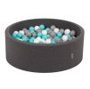 Dětský suchý bazének "90x30" tmavě šedý s míčky šedo-světletyrkysové 200 ks