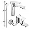 Sada baterií DIVIO MEXEN ROYO DF05 vzor 037 chrom - umyvadlová baterie + vanová baterie + sprchový set