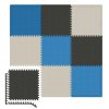 Pěnový koberec MAXI 9 ks 180x180x1 cm černo-bílo-modré