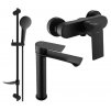 Sada baterií DIVIO MEXEN ROYO DF05 vzor 038 černá - umyvadlová baterie + sprchová baterie + sprchový set