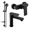 Sada baterií DIVIO MEXEN ROYO DF05 vzor 039 černá - umyvadlová baterie + sprchová baterie + sprchový set
