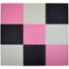 Pěnový koberec MAXI 9 ks 180x180x1 cm růžovo-černo-bílý