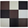 Pěnový koberec MAXI 9 ks 180x180x1 cm bílo-černo-hnědý
