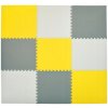 Pěnový koberec MAXI 9 ks 180x180x1 cm šedo-bílo-žlutý