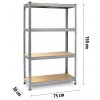 Kovový regál bílý 150 x 75 x 30 cm