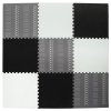 Pěnový koberec MAXI 9 ks 180x180x1 cm černo-bílo-šedý se vzorem