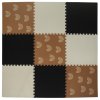 Pěnový koberec MAXI 9 ks 180x180x1 cm černo-krémovo-světle hnědý se vzorem