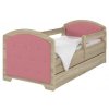Dětská postel LUX heli v barvě světlý dub 140x70cm - růžová