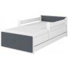 Dětská čalouněná postel norské borovice 160x80cm - šedá