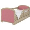 Dětská čalouněná postel LUX heli v barvě světlý dub 180x80 cm - růžová