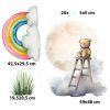Samolepka na zeď – medvídek na žebříku s duhou