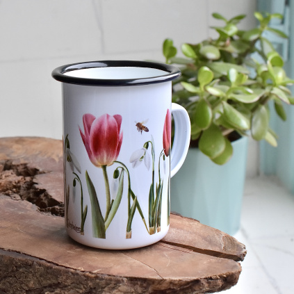 Vysoký plecháček 450 ml - Jaro tulipány