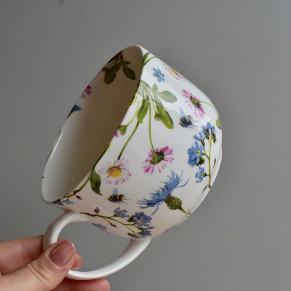 Porcelánový MAXI hrnek 750 ml - Chrpa a sedmikráska