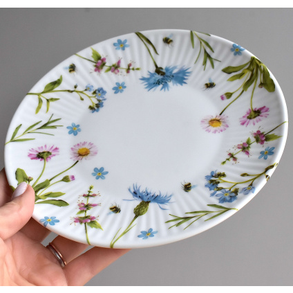 Porcelánový talíř 21 cm - Chrpa a sedmikráska