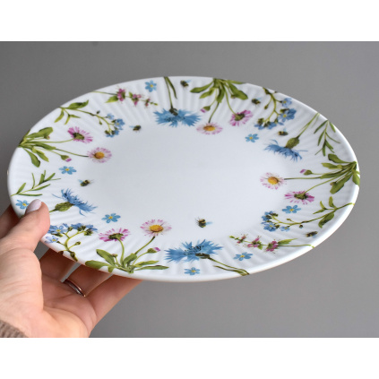 Porcelánový talíř 26 cm - Chrpa a sedmikráska