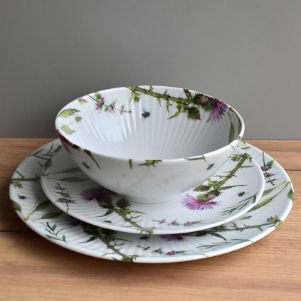 Porcelánová sada - miska, talíř a talířek - Bodlák