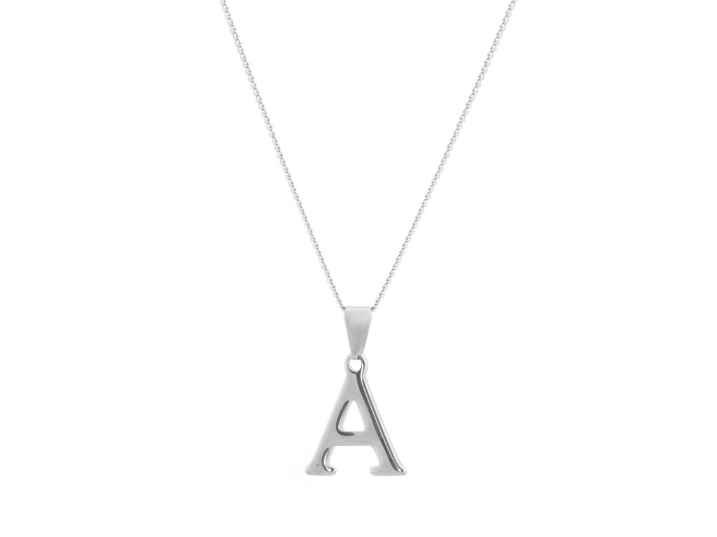 Ocelový náhrdelník s písmenem "A"
