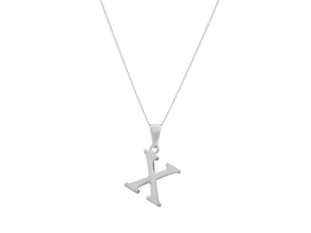 Ocelový náhrdelník s písmenem "X"