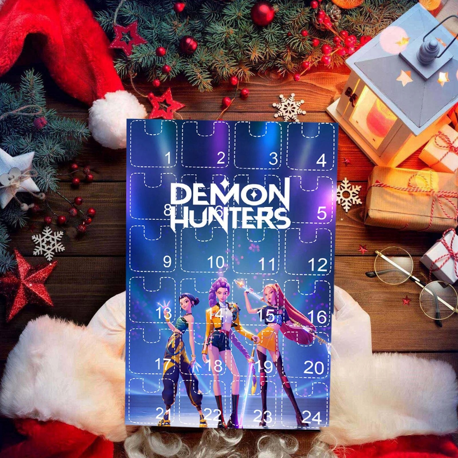 Adventný kalendár K-POP Demon Hunters – vianočný aranžmán