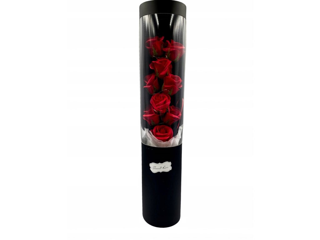 Svietiace ruže červenej farby v darčekovej tube 50x10 1