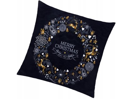 Vianočná obliečka na vankúš Merry Christmas čierna 1