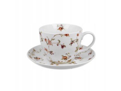 Šálka porcelánová biela s kvetmi Romantic 470ml