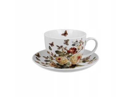 Šálka porcelánová biela s kvetmi Zahra 470ml