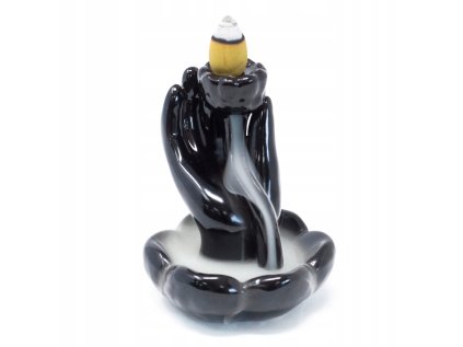 Aroma lampa Ruka s lotosovým kvetom čiernej farby 1