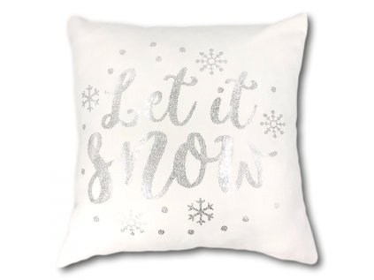 Vianočná obliečka na vankúš Let It Snow biela a strieborná 1