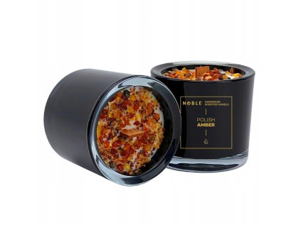 Sójová sviečka Noble v čiernom skle Polish Amber, 220ml 1