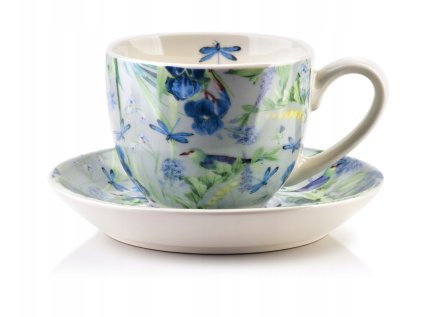Šálka z porcelánu Affek Design s modrými kvetmi 250ml