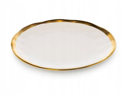 Dezertný tanier HowHomely LISSA bielo zlatý 20cm A