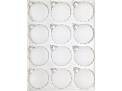 Vianočné gule zo skla 12ks biele 6cm A