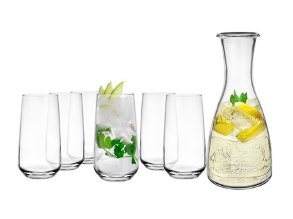 Sada pohárov 430ml s karafou 1l