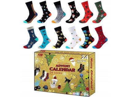 Adventný kalendár s vianočnými unisex ponožkami