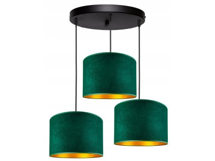 Luster Glimex smaragdovo zlatý na 3 žiarovky
