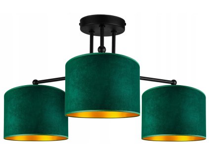 Stropná lampa Glimex smaragdovo zlatá na 3 žiarovky