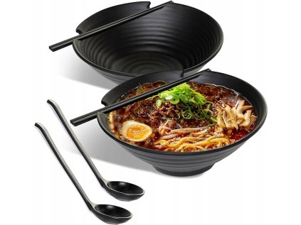 Miska na ramen pre dve osoby aj s príslušenstvom čierna