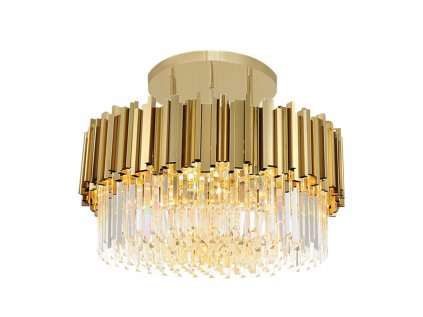 Stropná lampa Toolight zlatej farby s kryštálmi