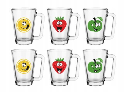 Sada sklenených hrnčekov 6ks Glasmark s veselým ovocím 250ml