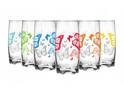Poháre 6ks Glasmark s motýľmi 350ml