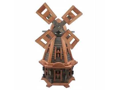 Záhradný veterný mlyn vo farbe teak a antracyt 85cm