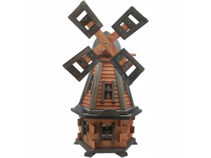 Záhradný veterný mlyn vo farbe antracyt a teak 85cm