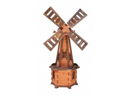 Záhradný veterný mlyn vo farbe teak a palisander 135cm