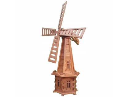 Záhradný veterný mlyn vo farbe teak 170cm