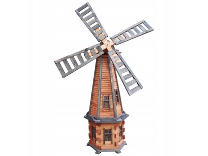 Záhradný veterný mlyn vo farbe antracyt a teak 170cm