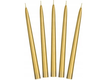 Stolové sviečky 10ks zlaté 24cm